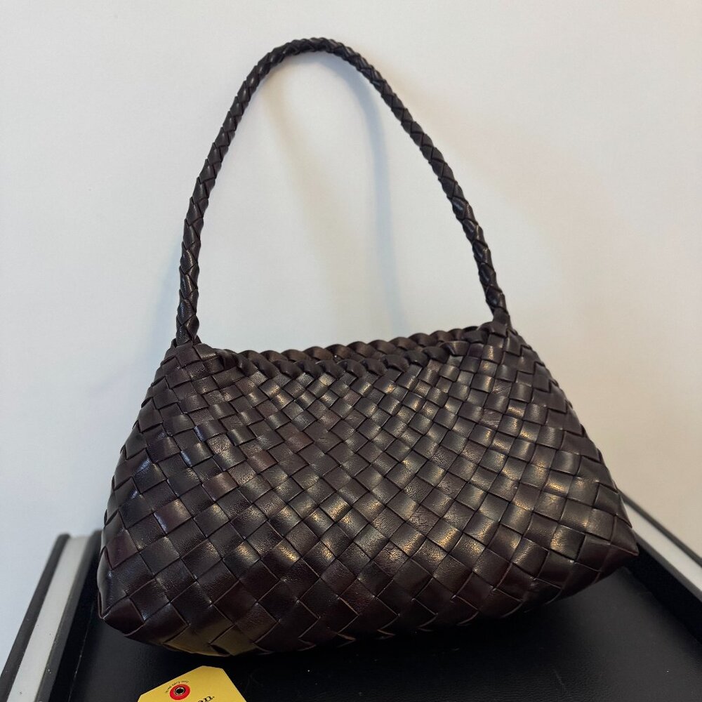 Dragon Diffusion Woven Shoulder & Handbag – Dark Brown